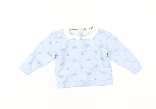 River Island Blue Baby Top, 12-18 Months, Cotton, Stars