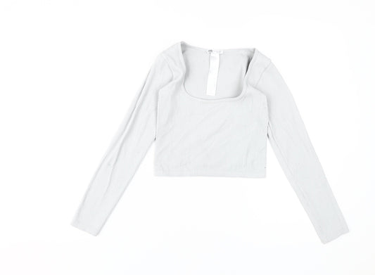 Zara Women's XS Grey Cropped Knit Blouse