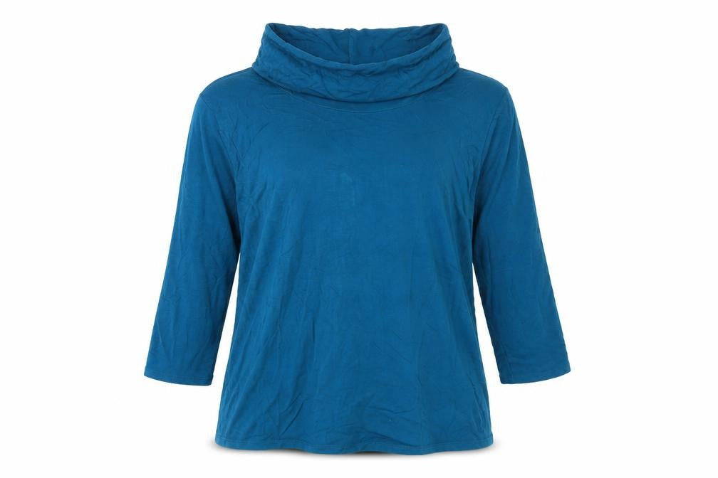Damart Women's Blue Cowl Neck Top, Size L