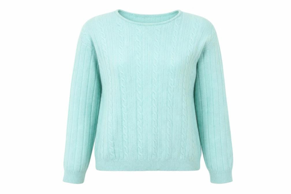 Compliments Women's Green Cable-Knit Pullover Jumper L