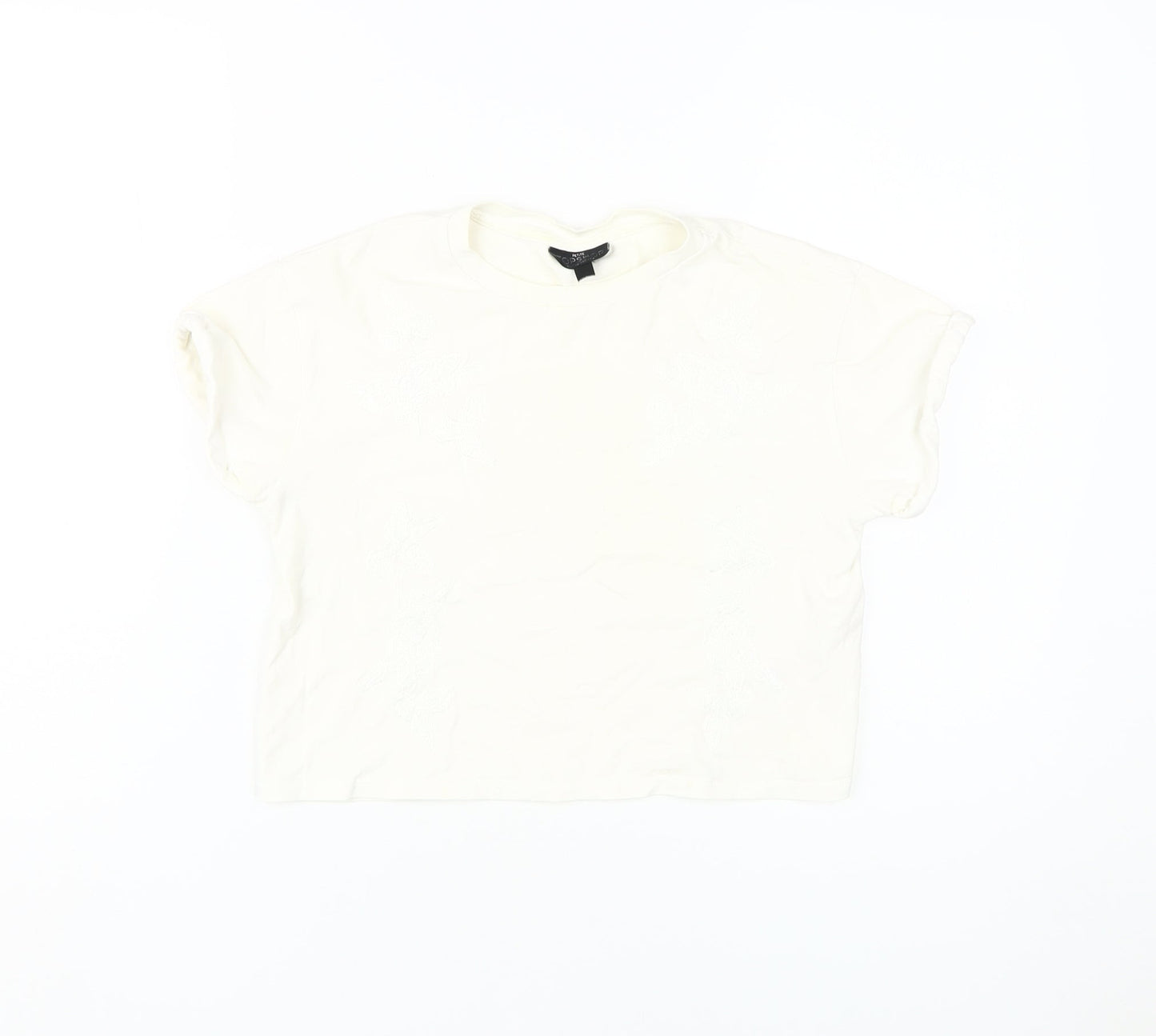 Topshop Women's White Basic T-Shirt, Size 4, Short Sleeve