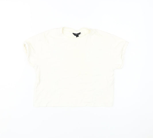 Topshop Women's White Basic T-Shirt, Size 4, Short Sleeve