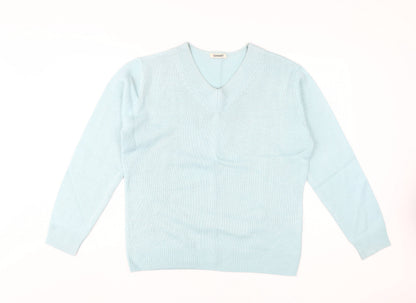 Damart Women's Blue V-Neck Pullover Jumper M