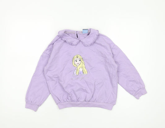 George Boys Purple Disney Frozen Sweatshirt 7-8Y Ruffle Collar