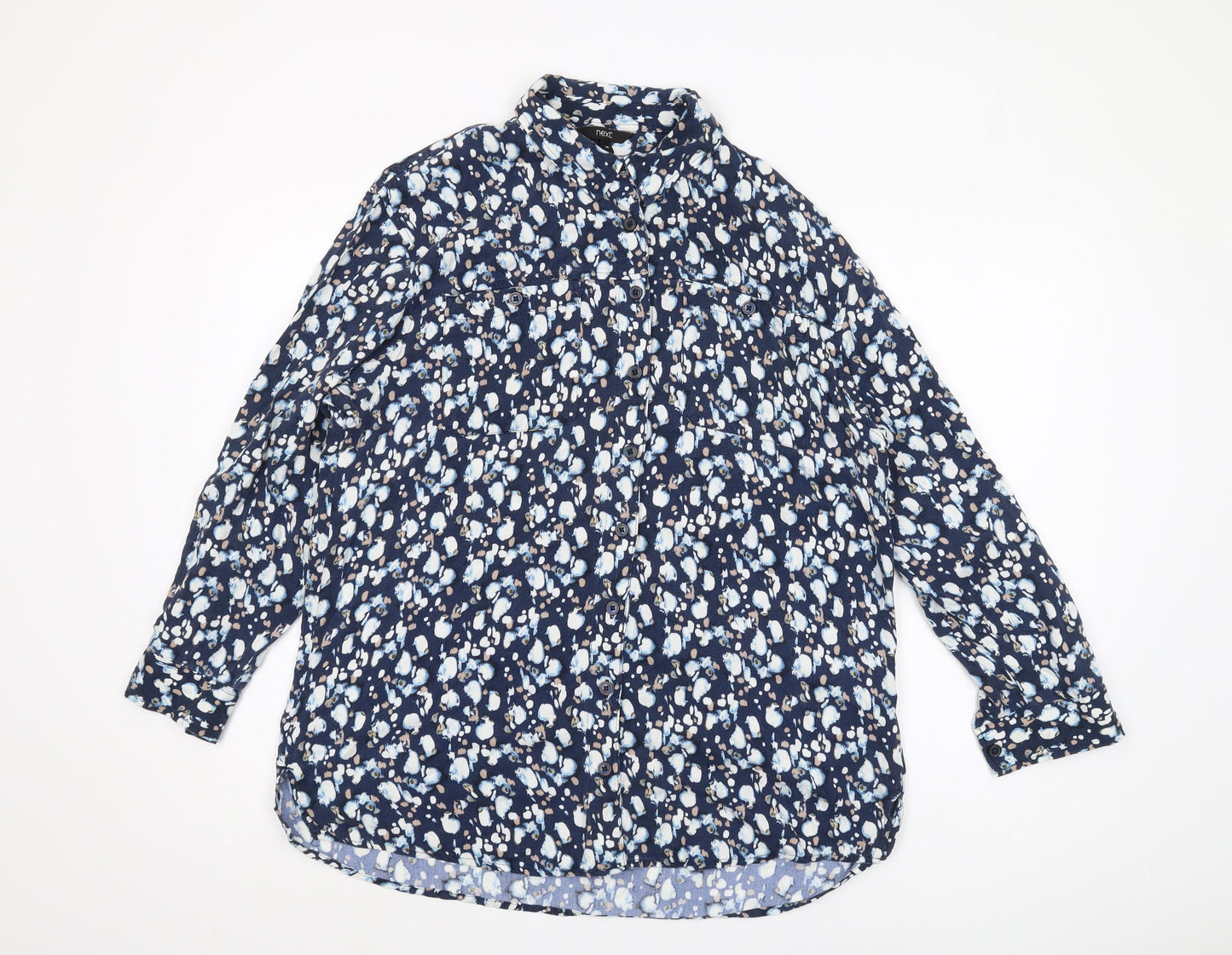 Next Women's Blue Floral Button-Up Shirt Size 14