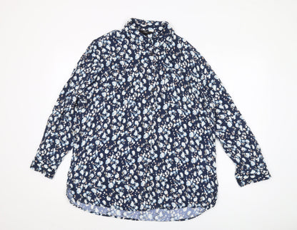 Next Women's Blue Floral Button-Up Shirt Size 14