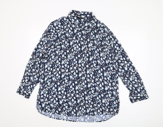 Next Women's Blue Floral Button-Up Shirt Size 14
