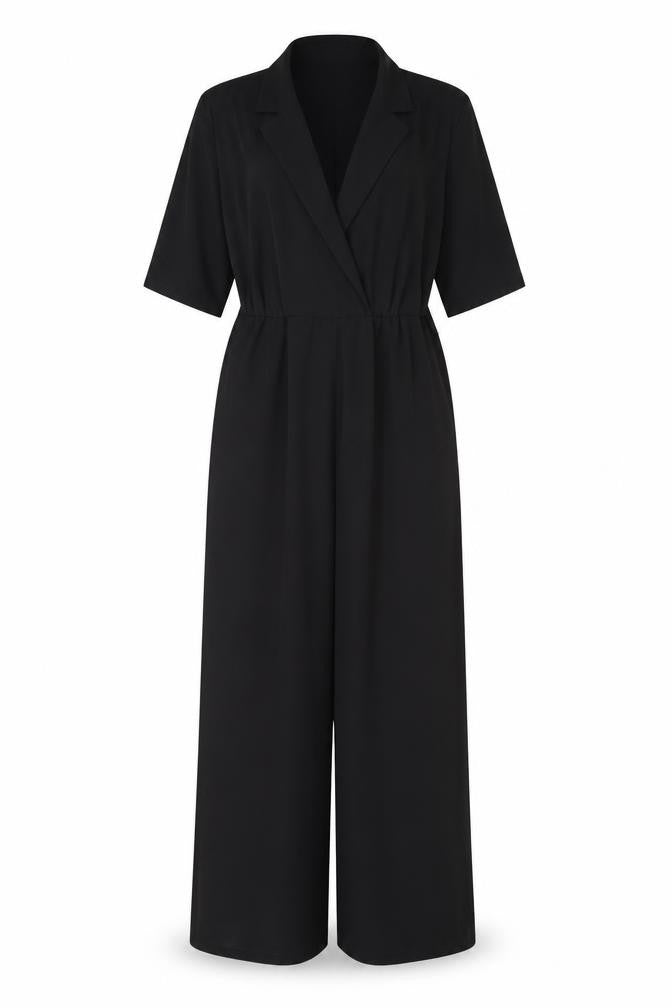 Weekday Women's Black Jumpsuit, Size 8, Wide-Leg, Collared