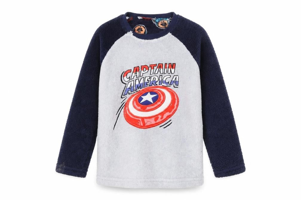 Marvel Boys Grey Navy Captain America Pullover Sweatshirt, 6 Years