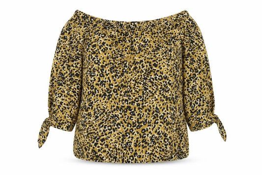 Karen Millen Women's Animal Print Off Shoulder Blouse, Size 10