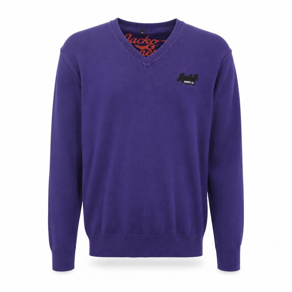Jack & Jones Men's Purple V-Neck Pullover Jumper S