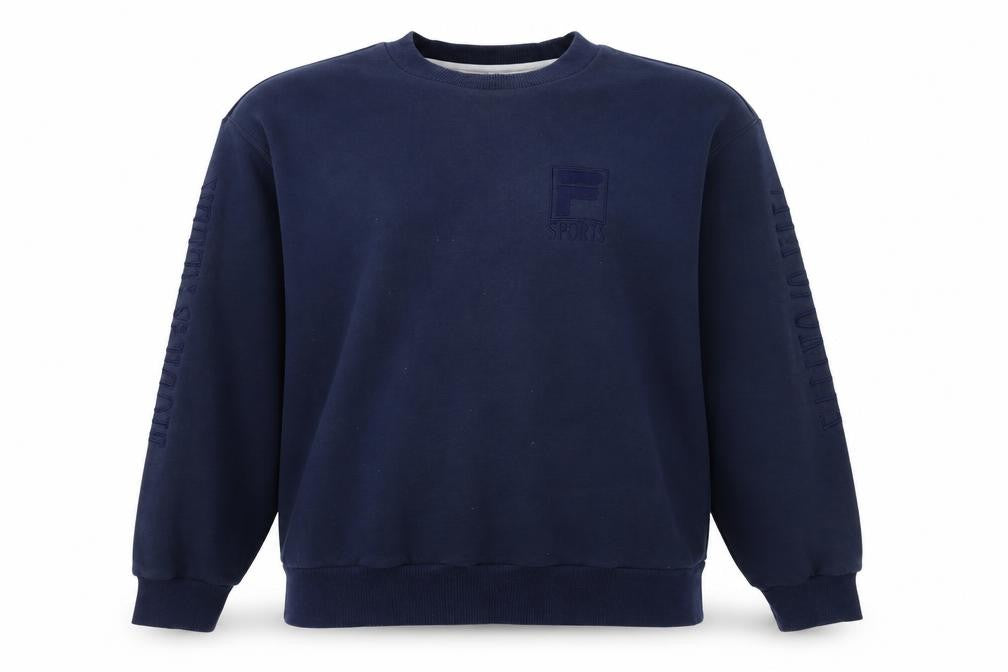 Fila Men's Blue Sweatshirt M Pullover Logo Crew Neck