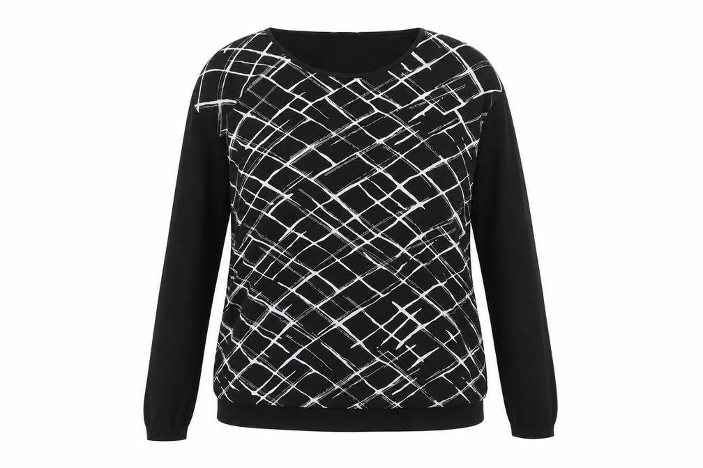 Jasper Conran Women's Black Geometric Pullover Jumper Size 14