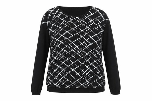 Jasper Conran Women's Black Geometric Pullover Jumper Size 14