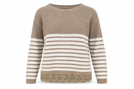FatFace Women's Brown Striped Pullover Jumper Size 8