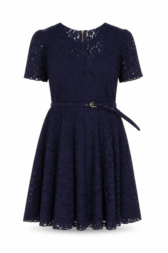 Whistles Women's Blue A-Line Lace Knee Length Dress Size 10