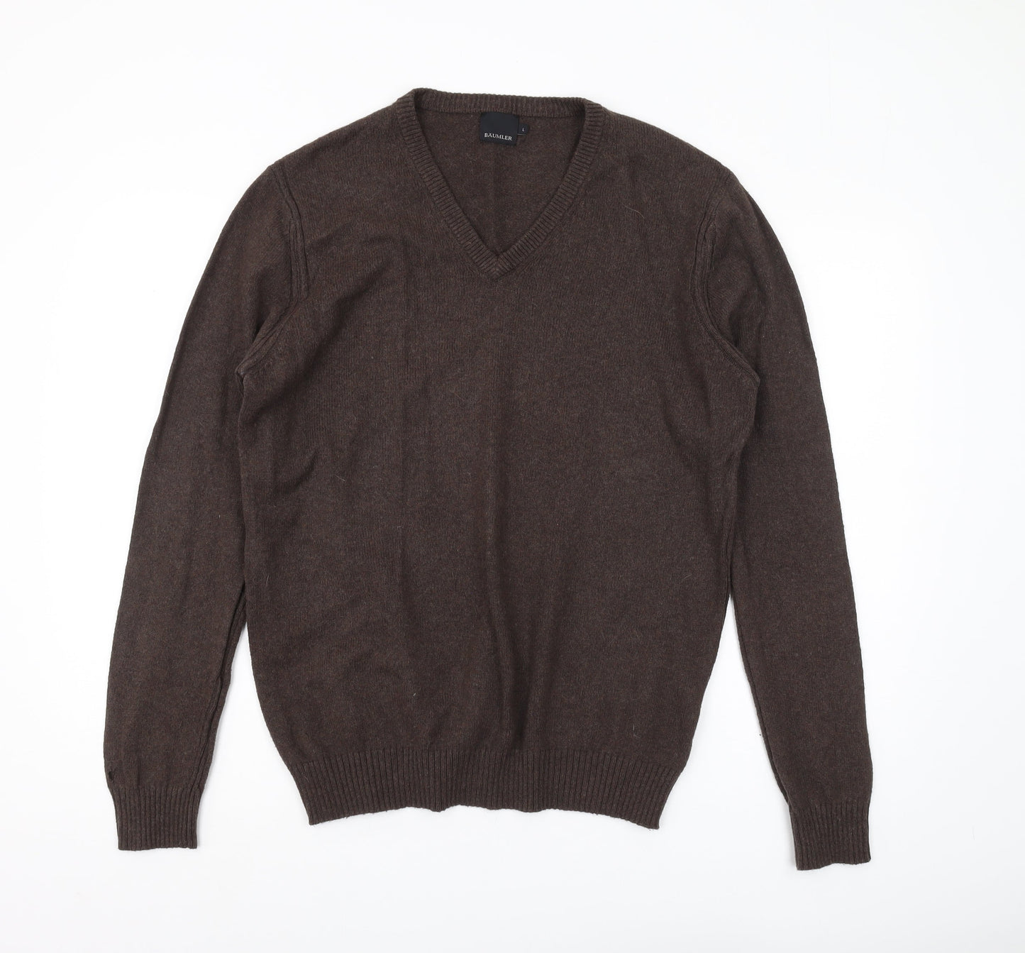 Bäumler Men's Brown v neck jumper, size L.