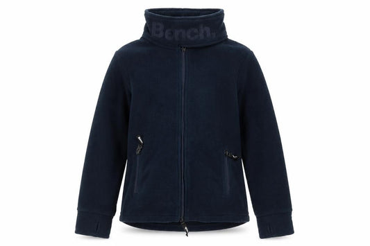 Front view of Bench girls’ blue fleece jacket, size 11-12, years