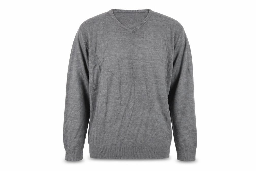 Thomas Nash Men's Grey Wool V-Neck Pullover Jumper L