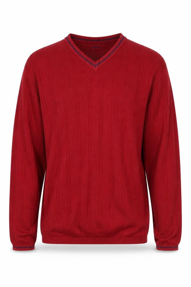 Guise Men's Red V-Neck Jumper Size S Cotton Pullover