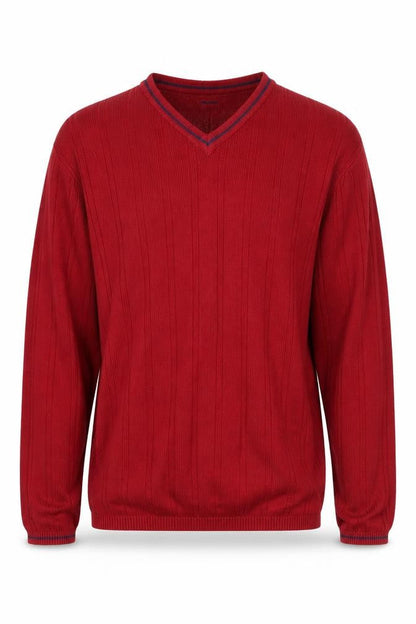Guise Men's Red V-Neck Jumper Size S Cotton Pullover