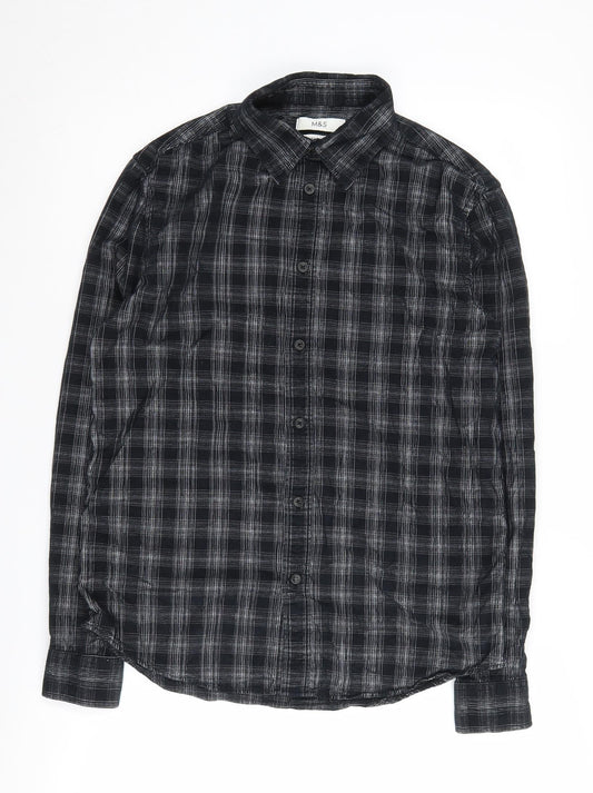 Marks and Spencer Men’s Black Check Shirt, Size S