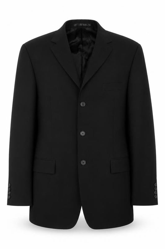 Moss Men's Black Blazer 42L, Formal Single-Breasted