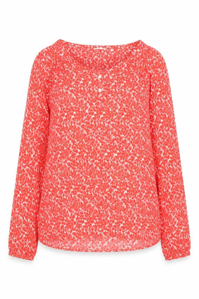 Dockers Women's Red Floral Blouse, Small, Long Sleeve
