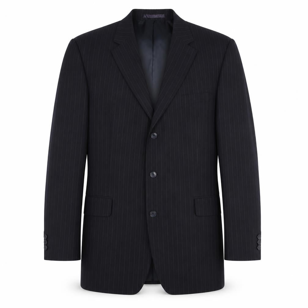 CENTAUR Men's Black Striped Wool Blazer Size 46L