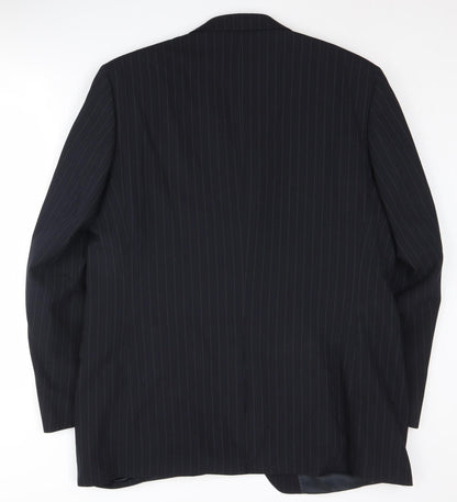CENTAUR Men's Black Striped Wool Blazer Size 46L