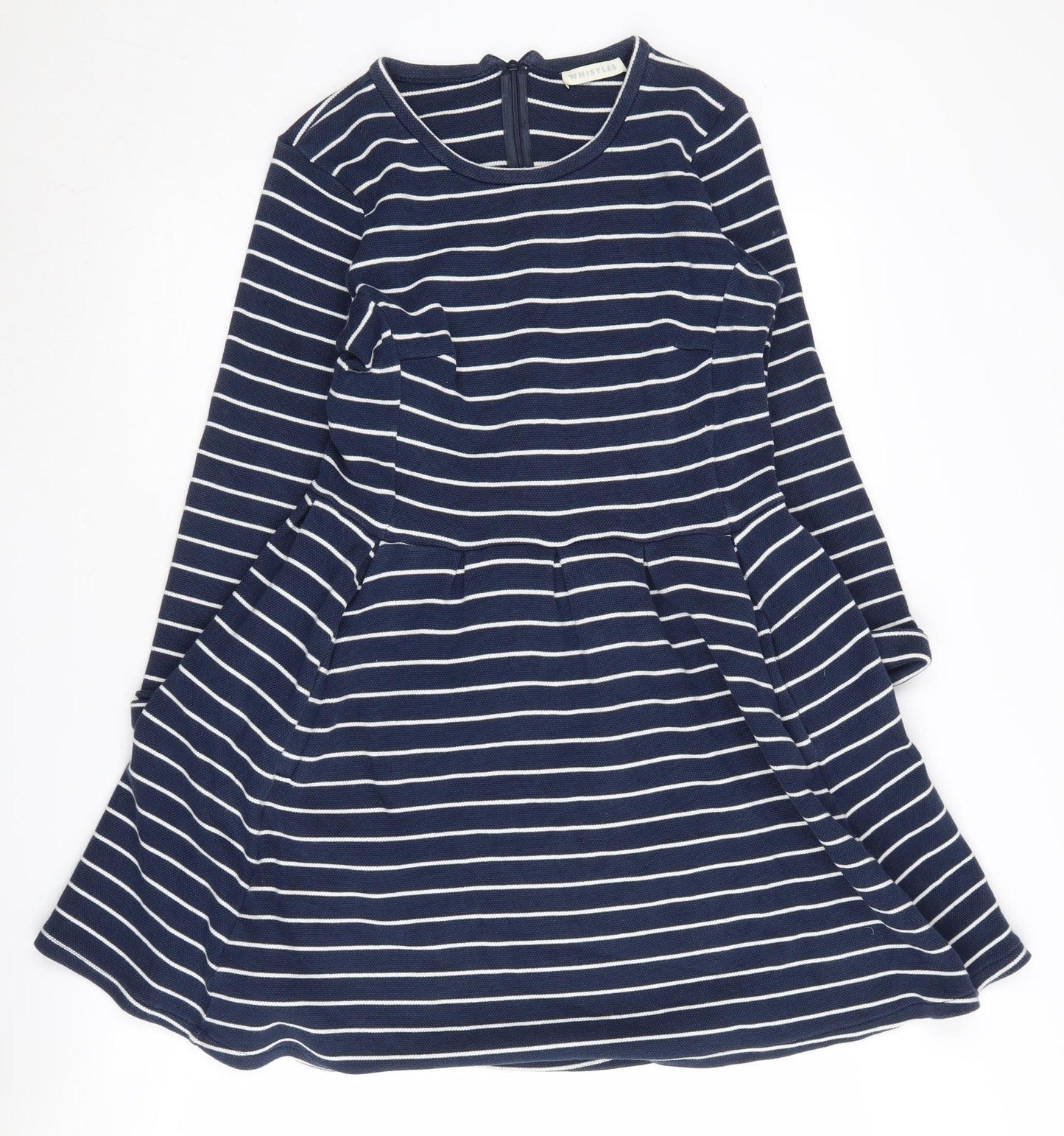 Whistles Women's Blue A-Line Striped Dress Size 12