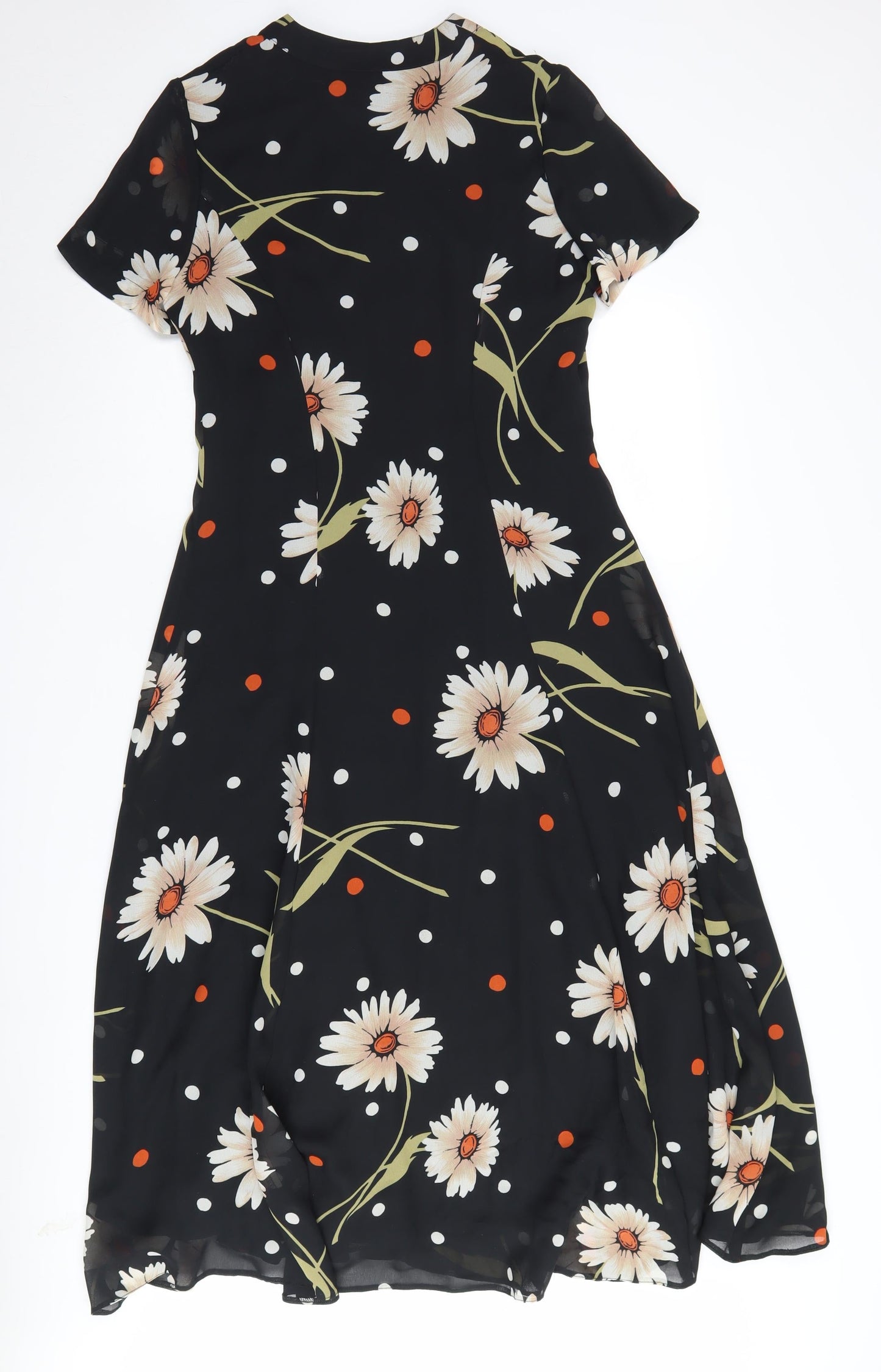 Alexon Women's Black Floral Midi A-Line Dress Size 10
