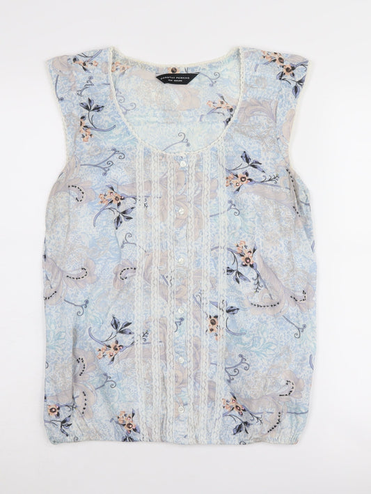 Dorothy Perkins Women's Blue Floral Blouse Size 12