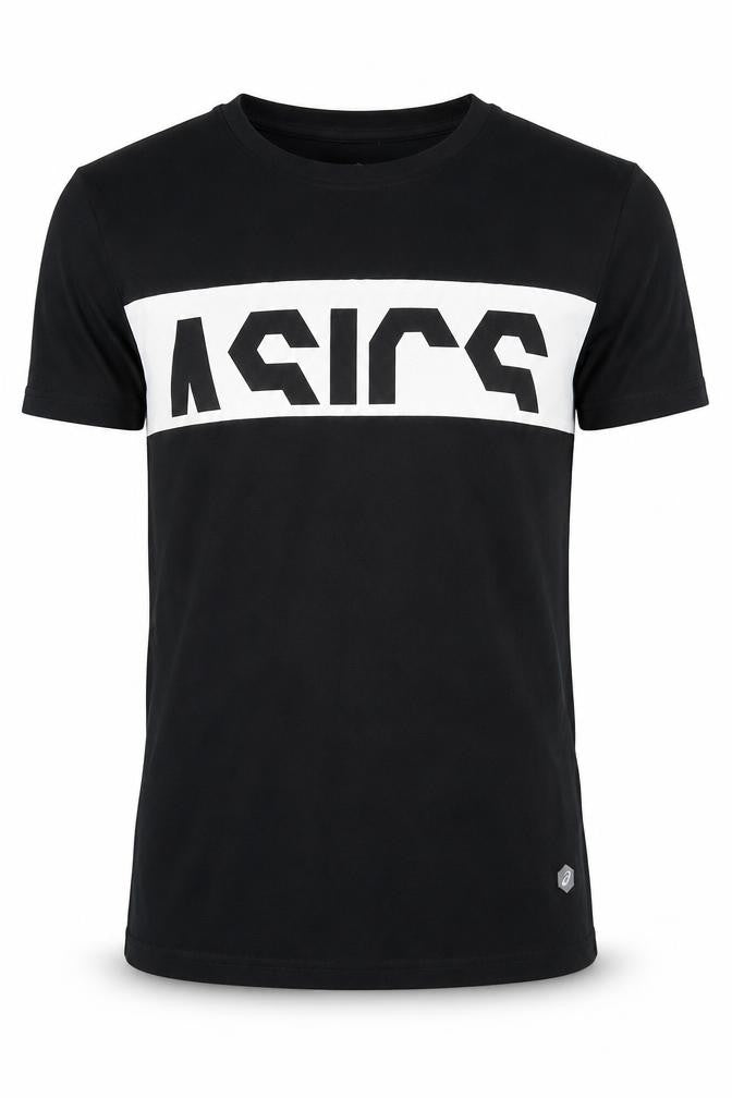 Asics Men's Black Graphic T-Shirt - M, Crew Neck
