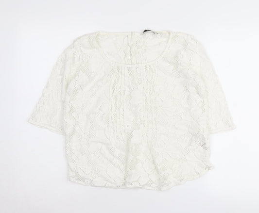 Next Women's White Lace Scoop Neck Jumper Size 10