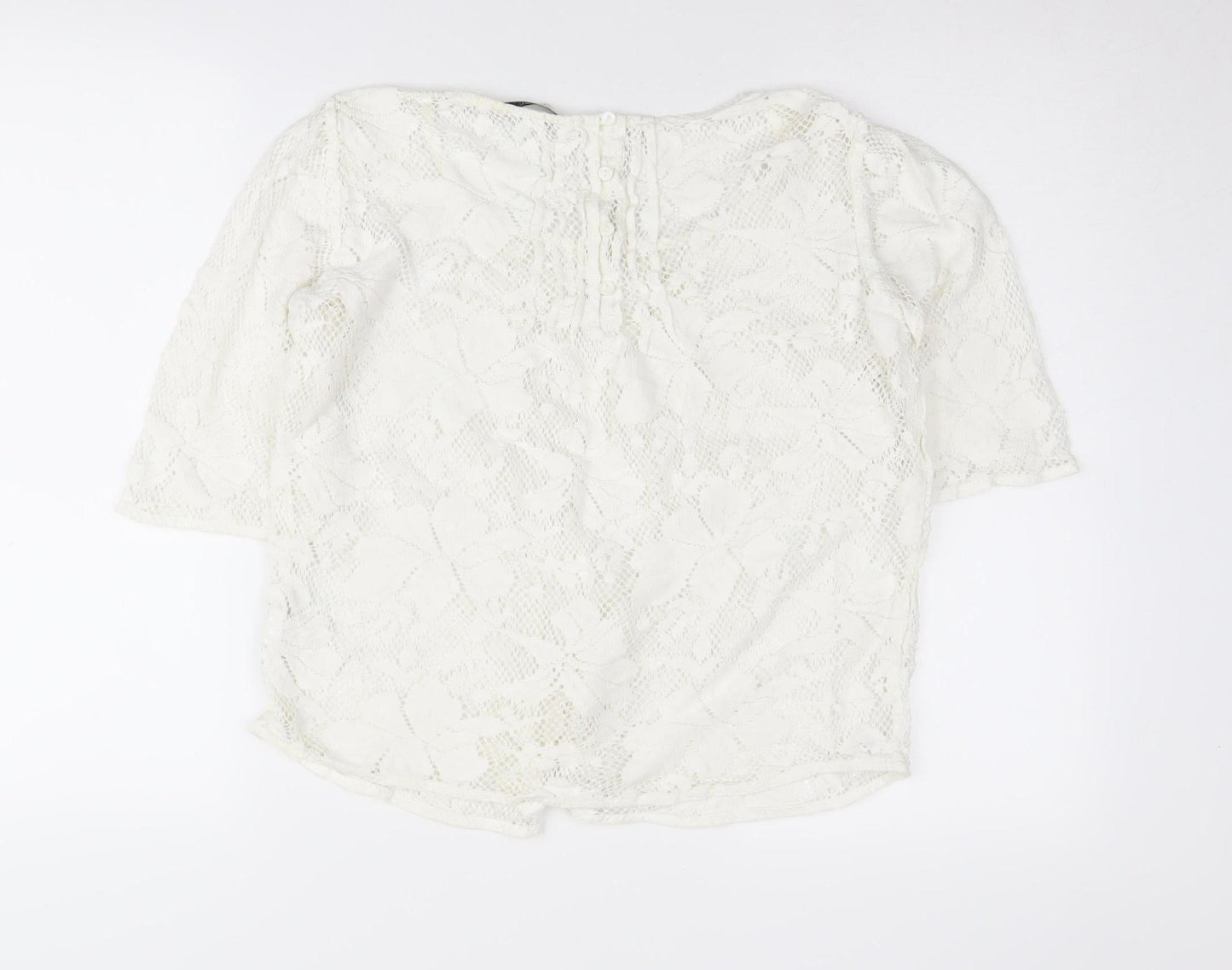 Next Women's White Lace Scoop Neck Jumper Size 10