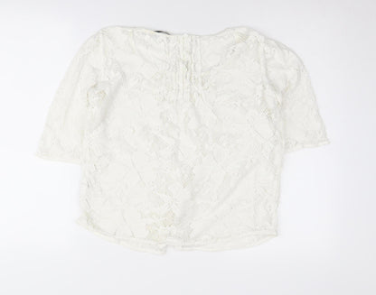Preloved Next Women's White Lace Scoop Neck Jumper Size 10 - Back