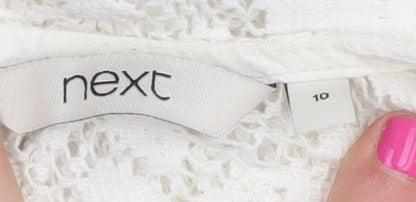 Preloved Next Women's White Lace Scoop Neck Jumper Size 10 - Label