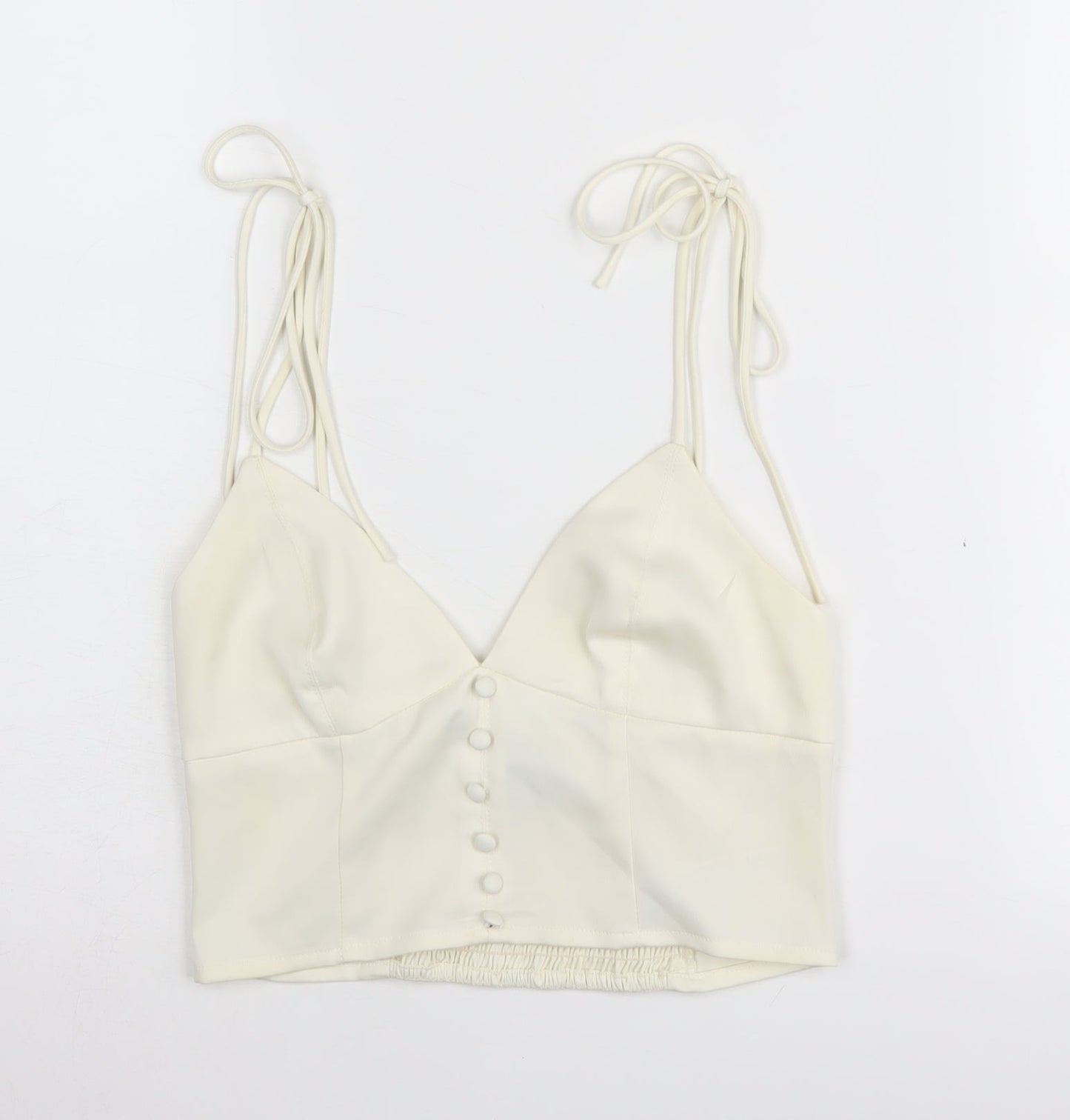Urban Outfitters Ivory Spaghetti Strap Cropped Tank, S Women