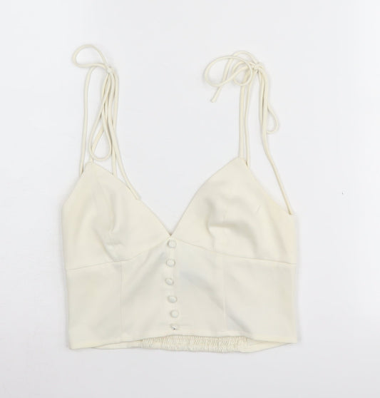 Urban Outfitters Ivory Spaghetti Strap Cropped Tank, S Women