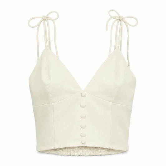 Urban Outfitters Ivory Spaghetti Strap Cropped Tank, S Women