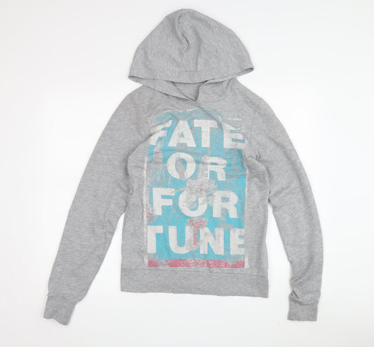 Topshop Women’s Grey Graphic Pullover Hoodie Size 8