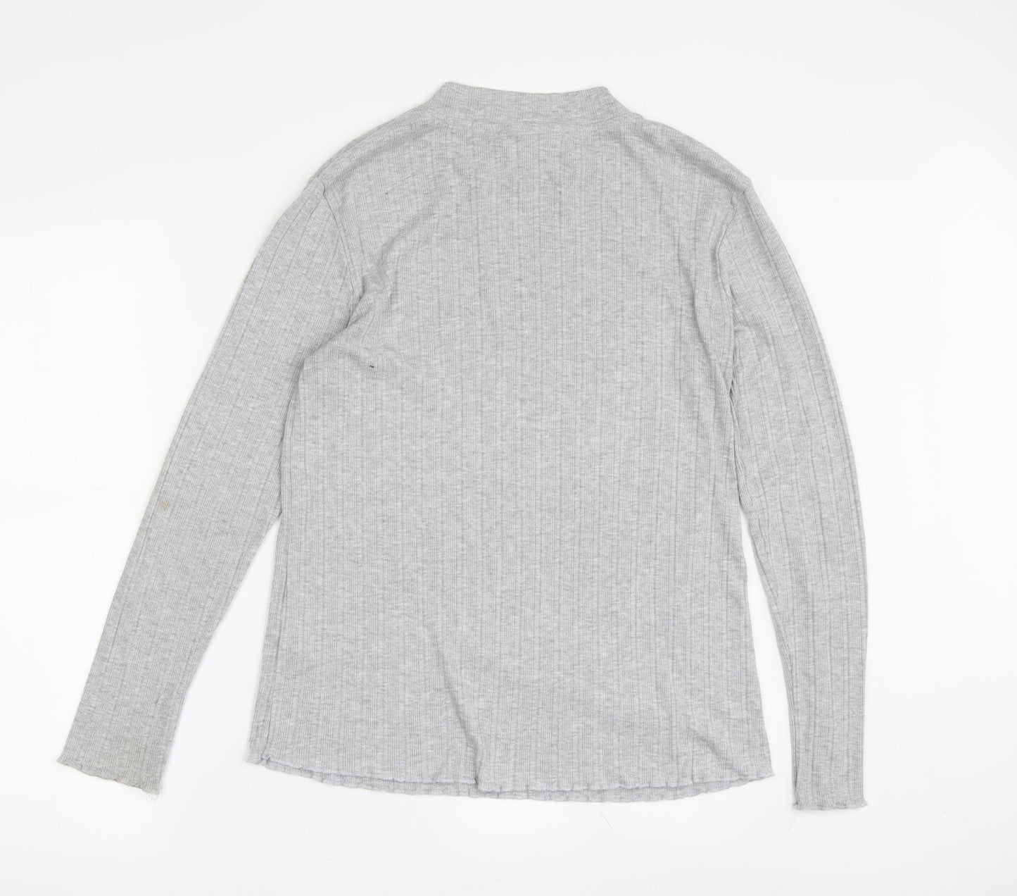 Lipsy Women's Grey High Neck Long Sleeve T-Shirt Size 14
