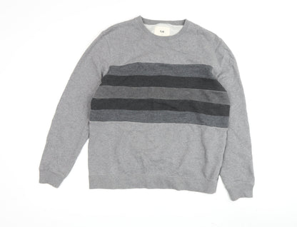 Folk Womens Grey Striped Pullover Sweatshirt - L