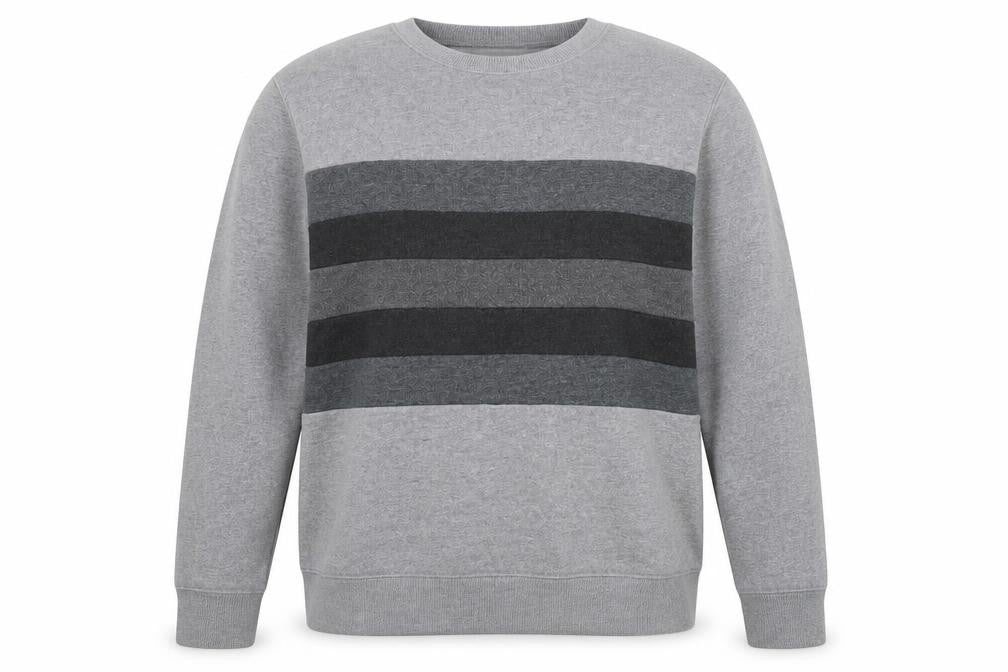 Folk Grey Striped Pullover Sweatshirt - Unisex L