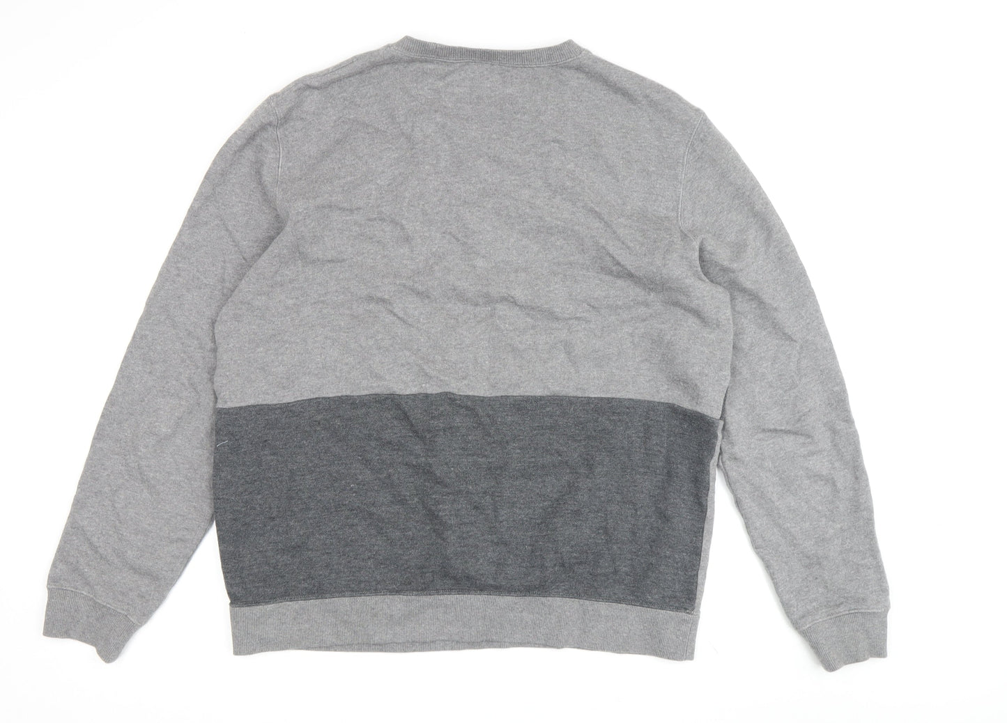 Folk Grey Striped Pullover Sweatshirt - Unisex L