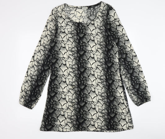 Next Women's Grey Geometric Long Sleeve Blouse M