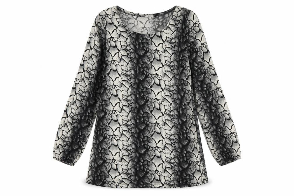 Next Women's Grey Geometric Long Sleeve Blouse M