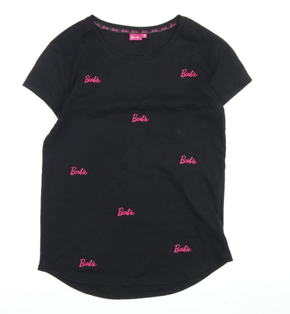 Additional front view of Barbie girls’ black cotton t-shirt s logo graphic casual