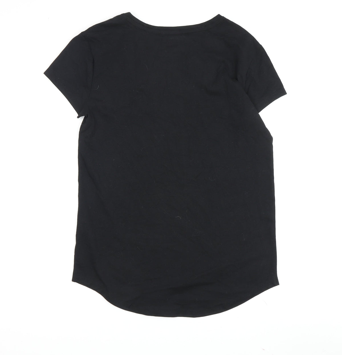 Back view of Barbie girls’ black cotton t-shirt s logo graphic casual